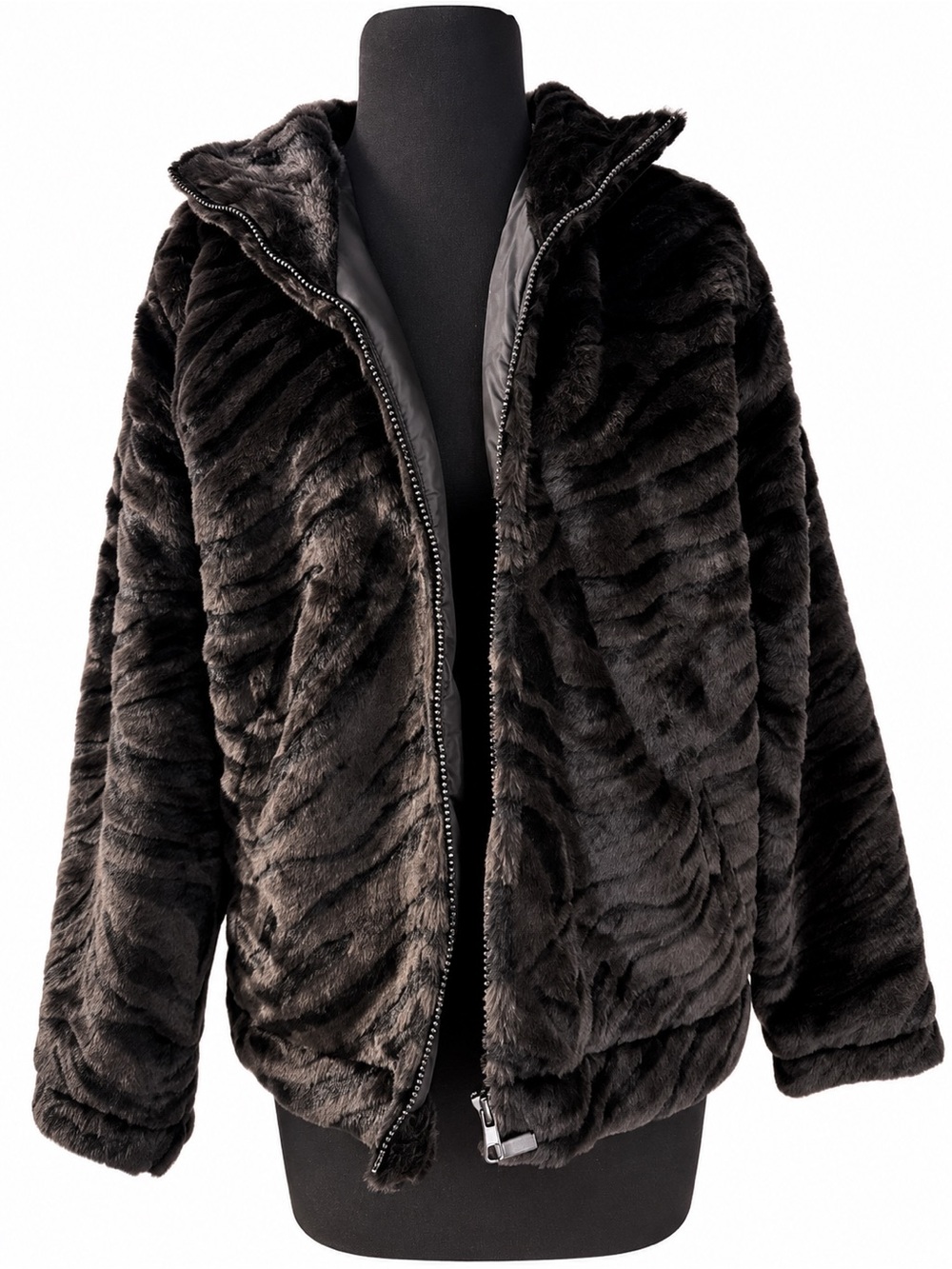 Sport Haley Black Faux Fur Teddy Zip Jacket